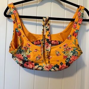 Agua Bendita Orange Floral Bikini Top